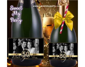 50th Anniversary Champagne labels with photo, Anniversary Champagne Bottle labels,(2aa)